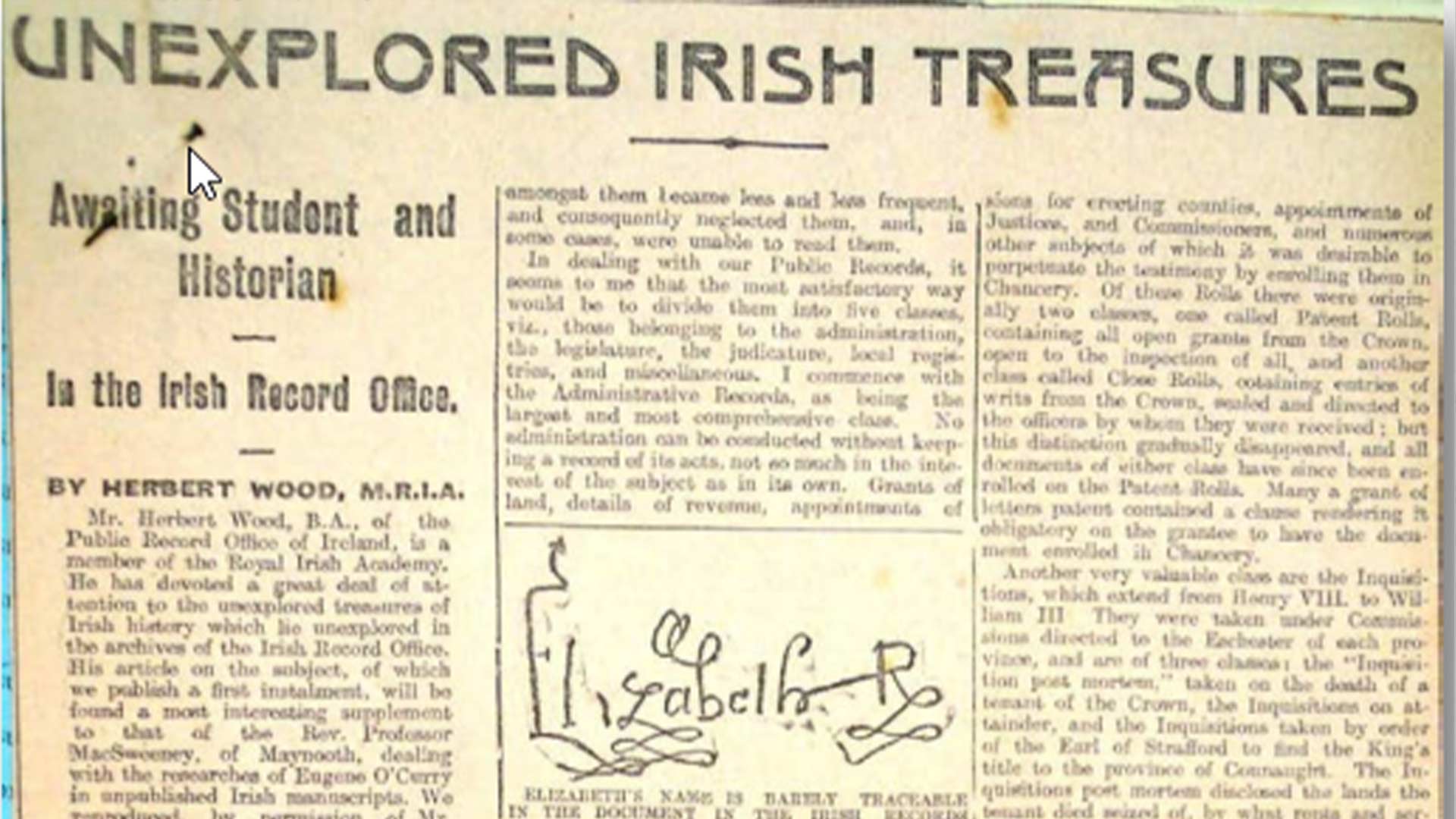 10 Years before the Blaze: Newspaper Article by Herbert Wood (1912) on  ‘Unexplored Irish Treasures' - Virtual Treasury
