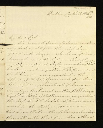 Letter from William Gregory to Earl Talbot